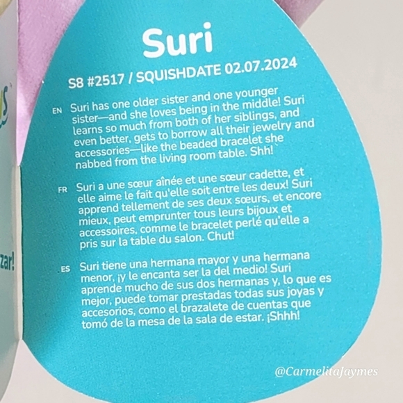 SURI 🌅🐮 FTM ☆ 8" Lavender & Pink Tie Dye Sunset Cow Original Squishmallow NWT - Picture 4 of 8